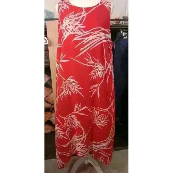 Alfani (20W) Red Midnight Palm 2-Layer Sleeveless Ladies Stretch Dress - Picture 2 of 12